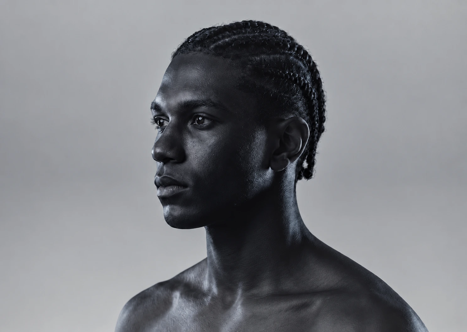 Cinematic portrait with braided hair